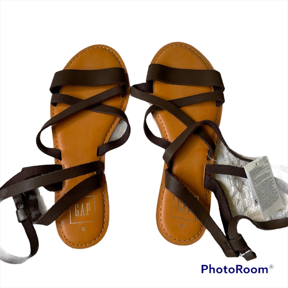 NWT GAP Strappy Sandals Leather Brown Sz 6